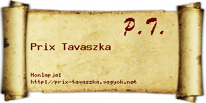 Prix Tavaszka névjegykártya